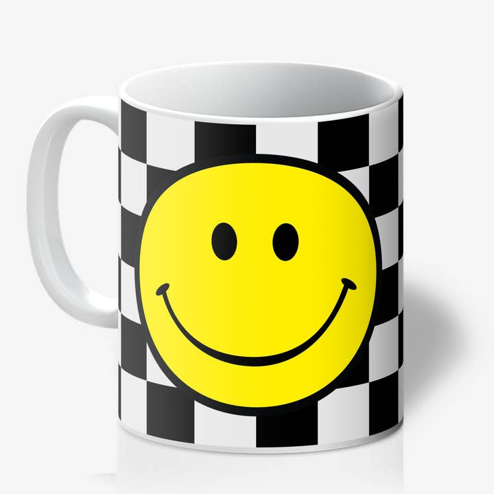 Love Frankie - Wholesale Coffee Mug - Checkmate Checkerboard Smiley Face Mugs - 6 Colours3