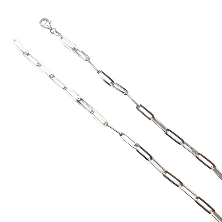 Sterling Silver Paper Clip Flat 100 (4.05mm) Necklace Chain Italian Italy Solid .925 Jewelry for wholesale by Select Lines