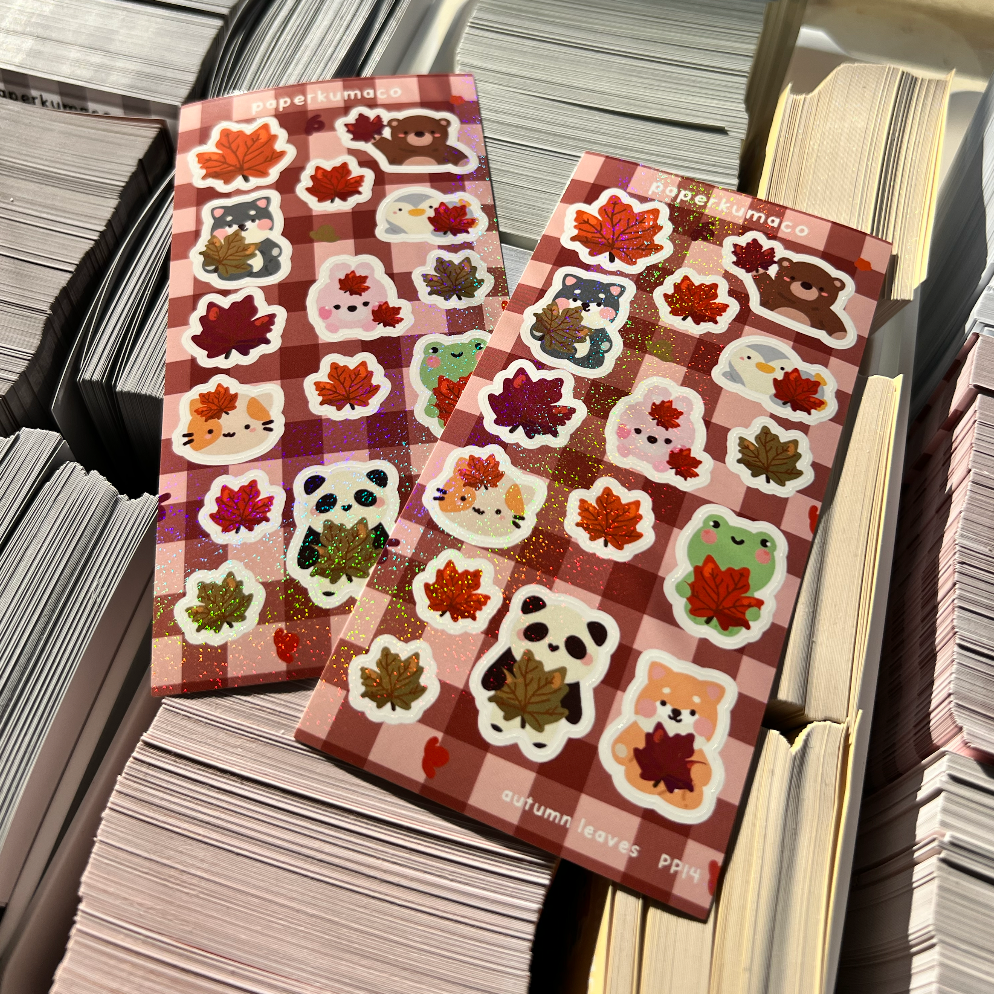 Paperkumaco - Wholesale Sticker - Autumn Leaves Shimmer Sticker Sheet2