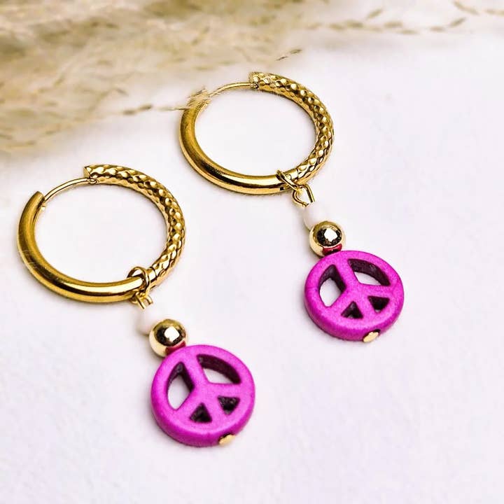 Oorbellen peace roze voor wholesale door Ibiza Boutique