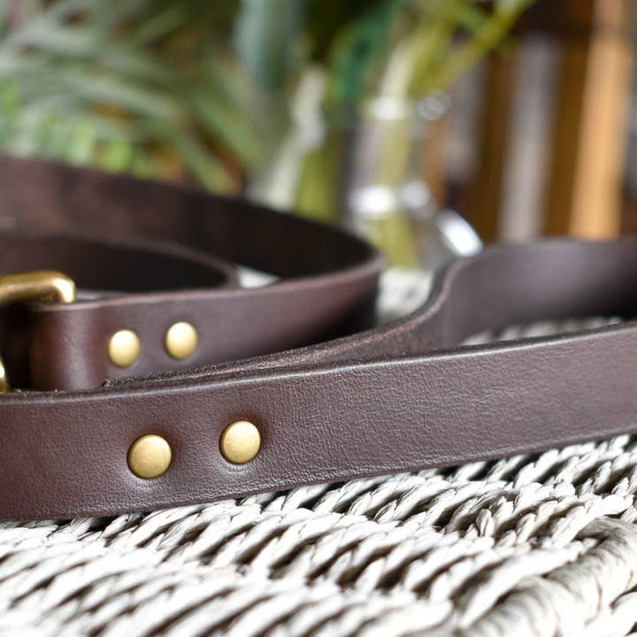 Integral Leather - Wholesale Pet leash – Dog - Brown Leather Dog Leash | Personalised Dog Lead | Brass Snap Genuine Leather2