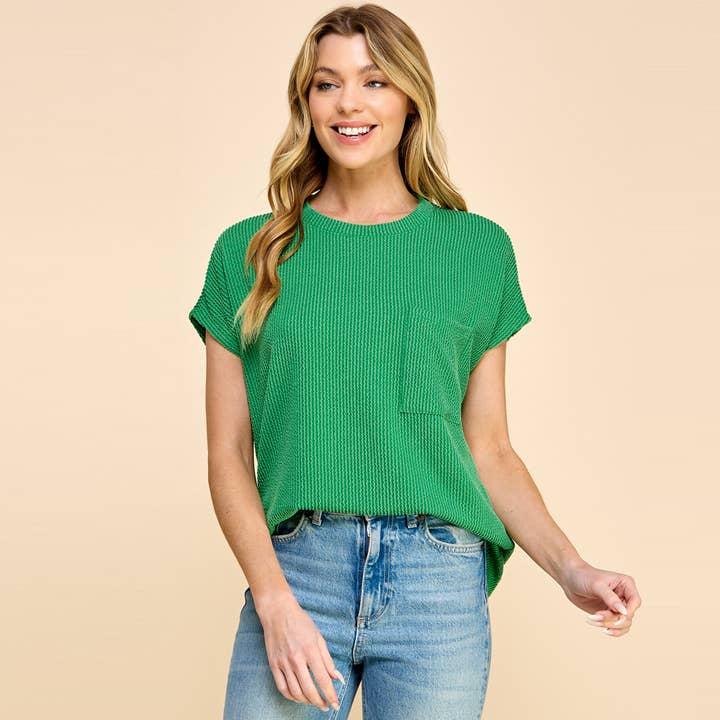 Les Amis - Wholesale Knit Top - Women's - Solid Ribbed Top with Pockets1