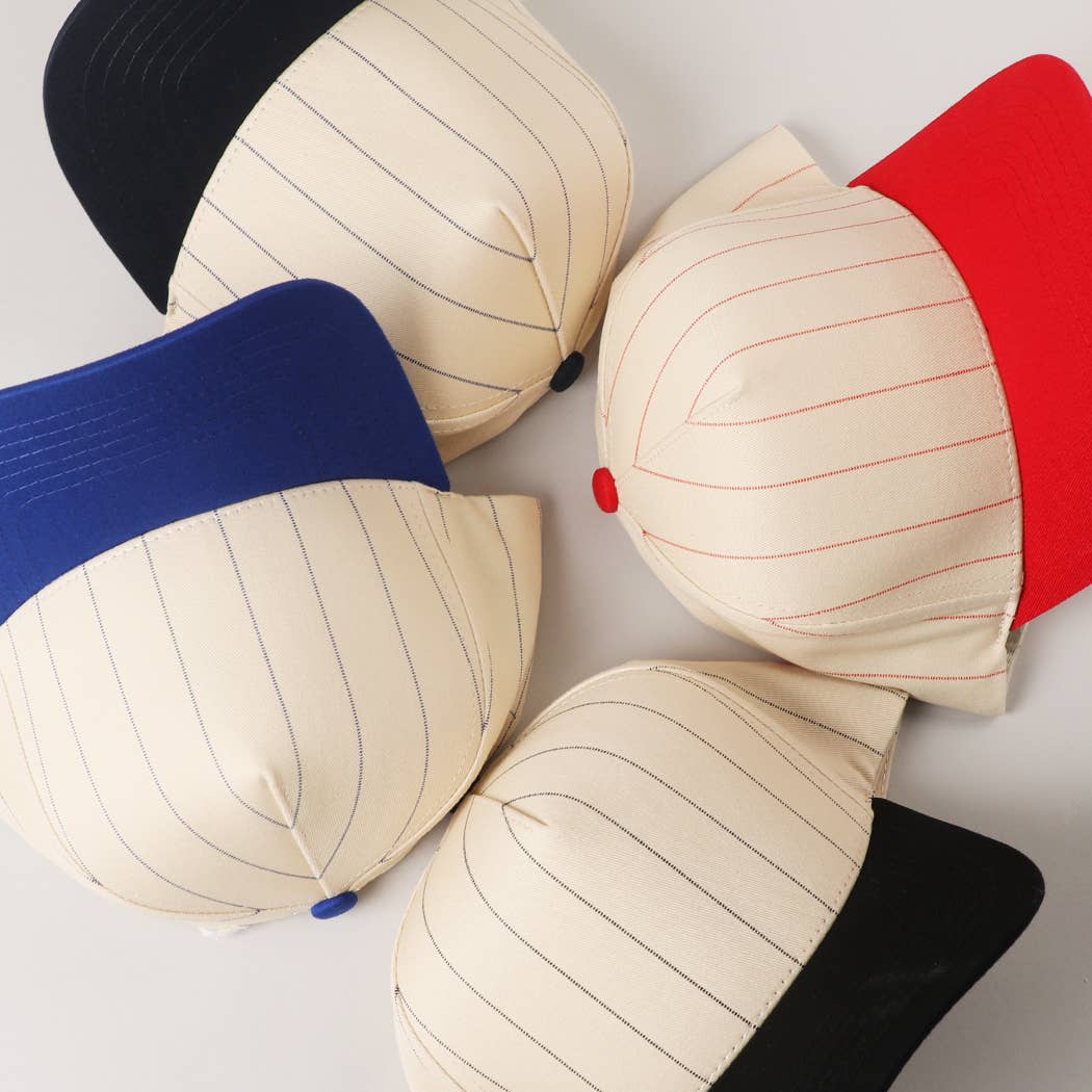 Fashion City - Wholesale Trucker Hat - Unisex - Two-Tone Pinstripe Canvas Trucker Hat5