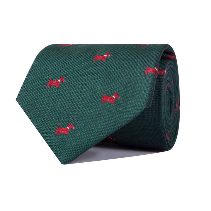 Cravatta in seta verde e rossa per cani per la vendita all'ingrosso da parte di Ox Gemelos