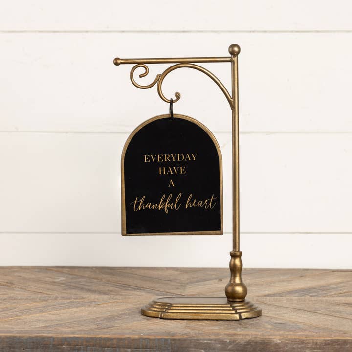 Ragon House - Wholesale Sign - BLACK & GOLD HANGING SIGN ON STAND
