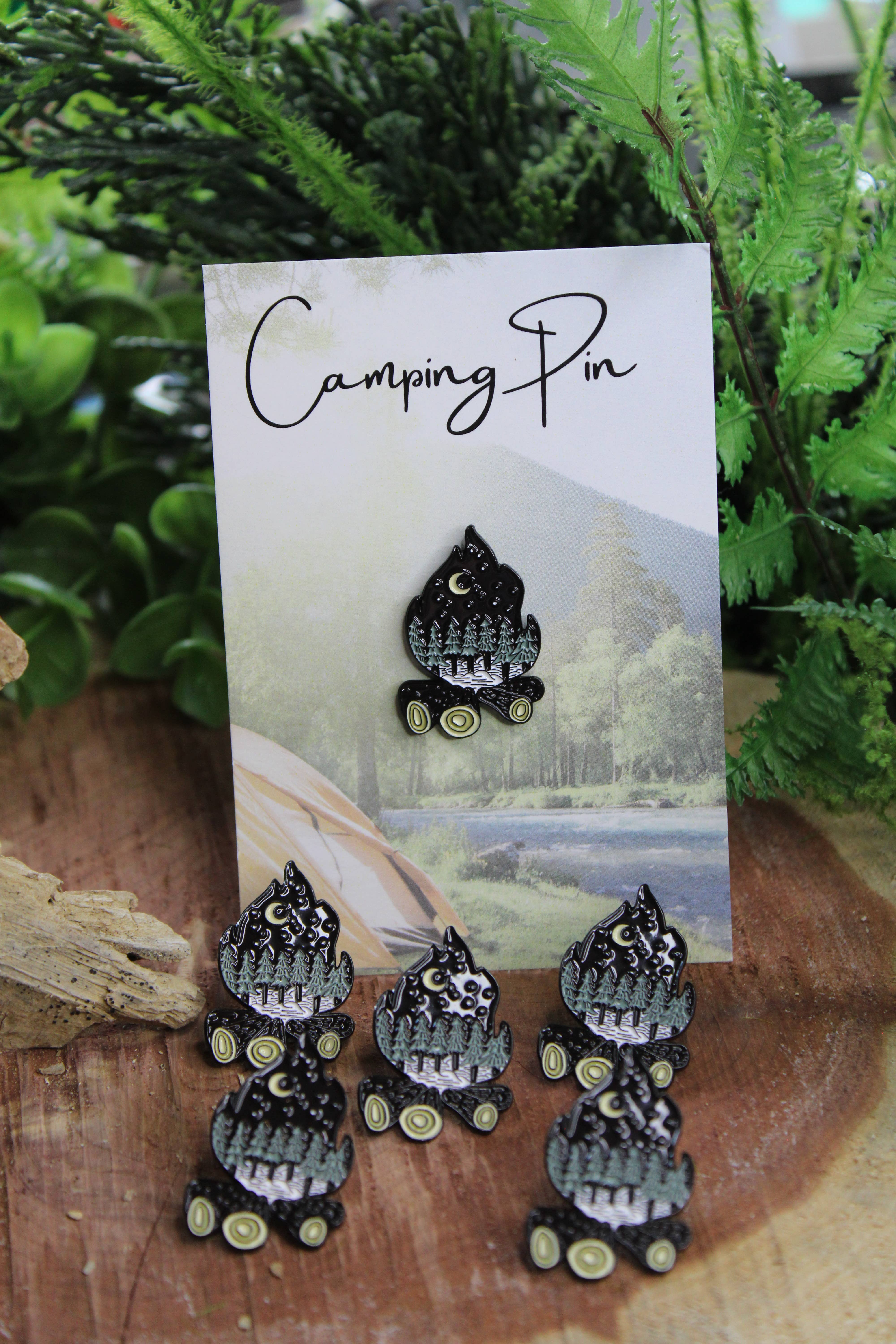 National Parks and Beyond - Wholesale Lapel Pin/Button - Campfire In the Forest - Metal & Enamel Pin1