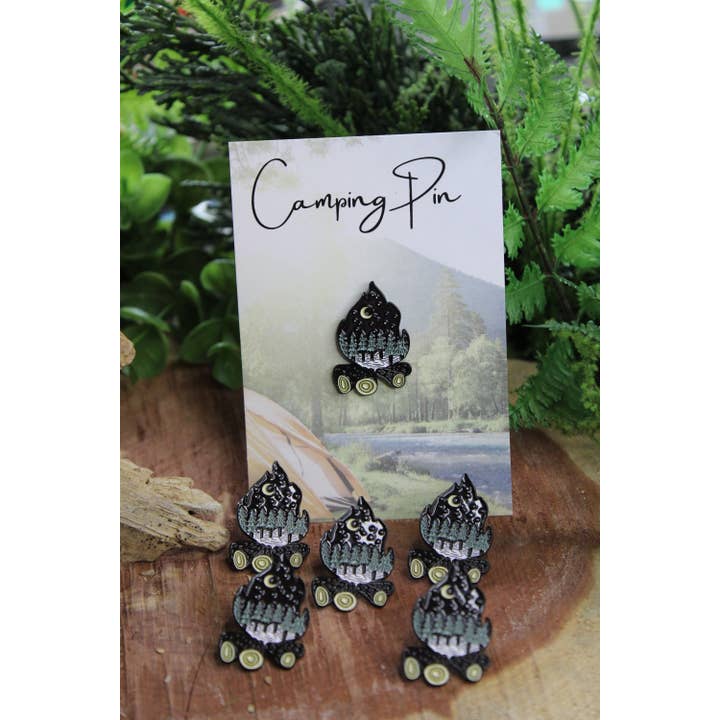 National Parks and Beyond - Wholesale Lapel Pin/Button - Campfire In the Forest - Metal & Enamel Pin1