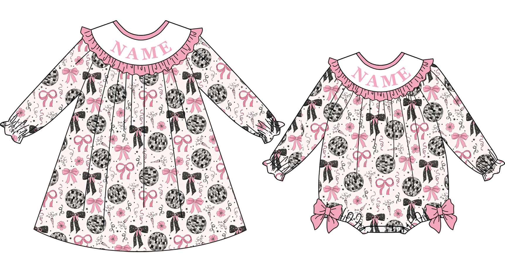 Auraquise - Wholesale Clothing Set - Baby - 2026 New Year Kids Custom Name Bow Embroidery Smock Outfits2