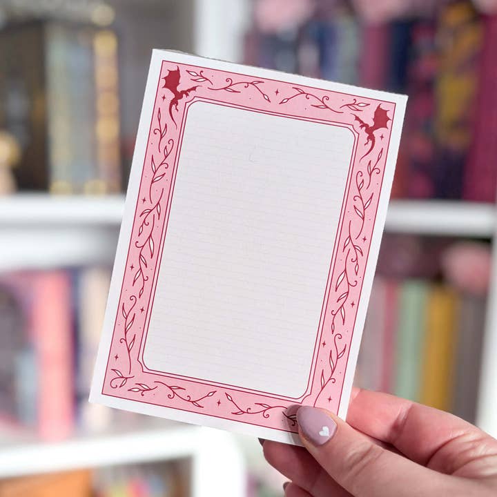 Pink and cream dragon and vine notepads for wholesale by Romantasy Designs