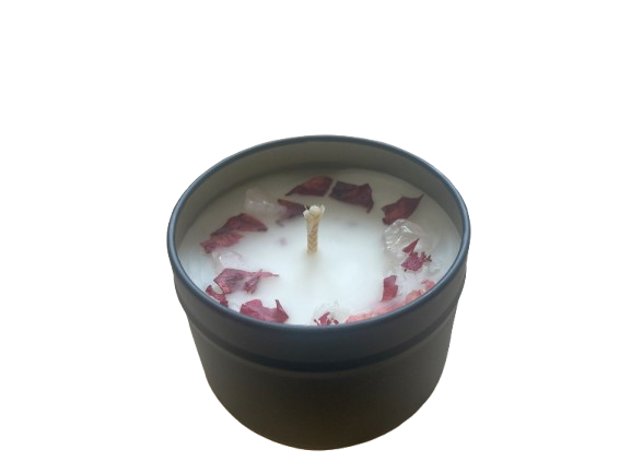Sally Oliver - Wholesale Jar/Filled Candle - Handmade Rose Petal & Quartz Candle, Plum Rose & Patchouli2