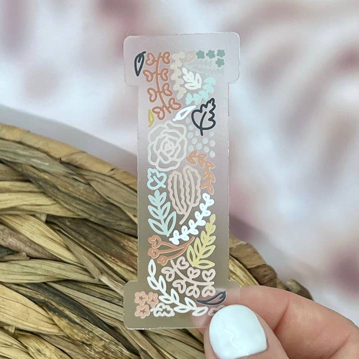 Floral I Sticker. Clear Matte Letter Sticker. Weatherproof Vinyl Sticker. for wholesale by Nolie Co
