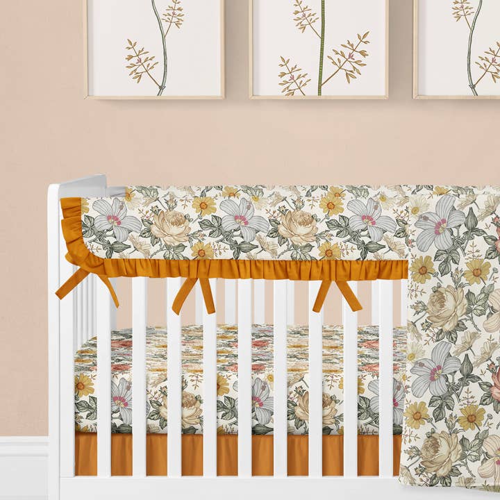 JLIKA - Wholesale Bedding Set - Kids & Baby - Vintage Floral Crib Bedding Set Baby Bedding Set 4 Pieces