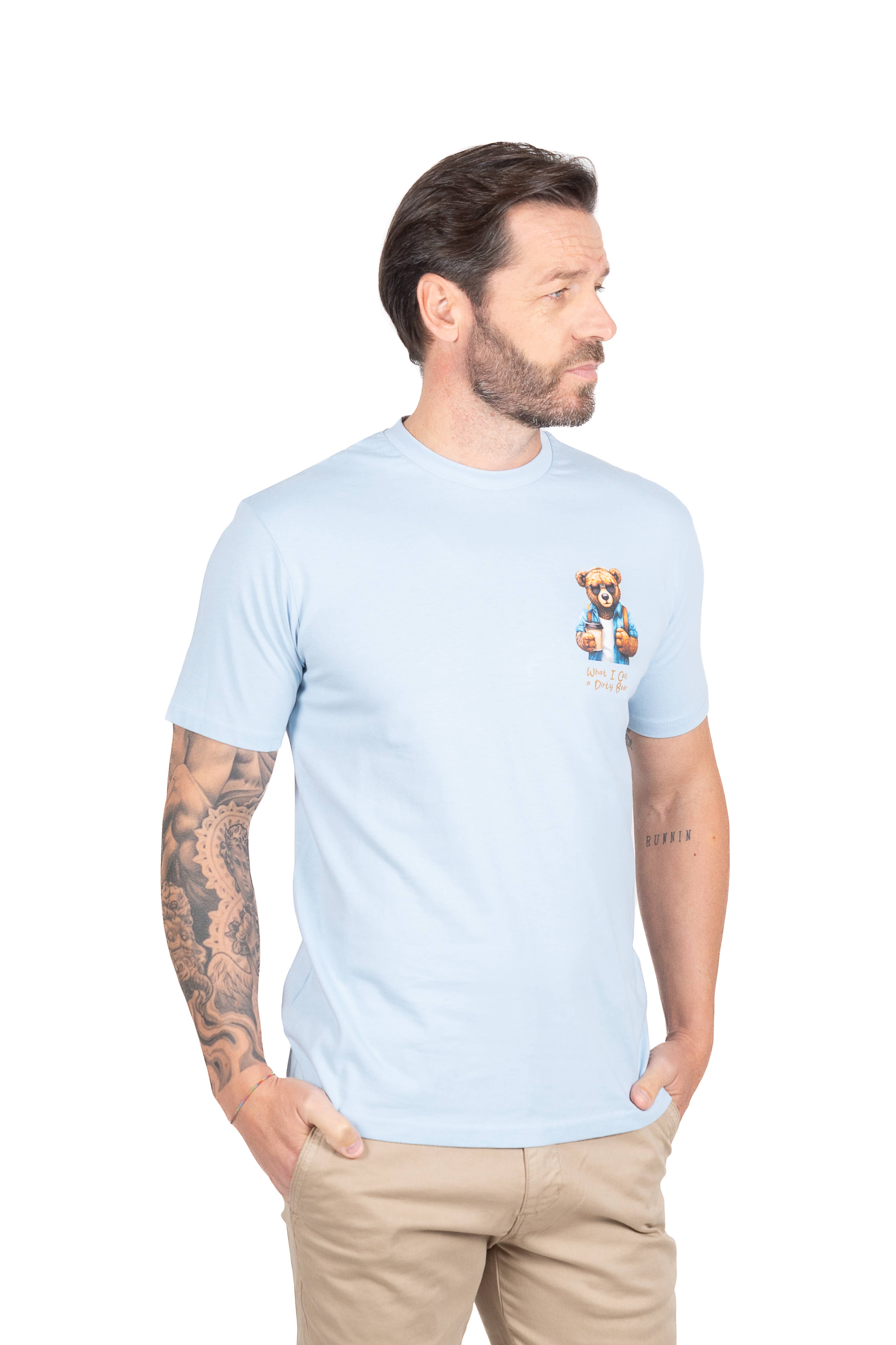 Yellow Skin - Wholesale Screen Printed T-Shirt - Men's - TEE 008 SKY BLUE BEAR3