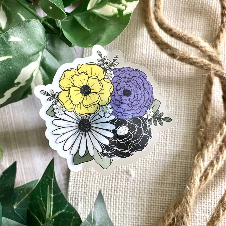 Autocollant transparent floral non binaire | 2,8 « x 3" pour la vente par JazzyArtCo