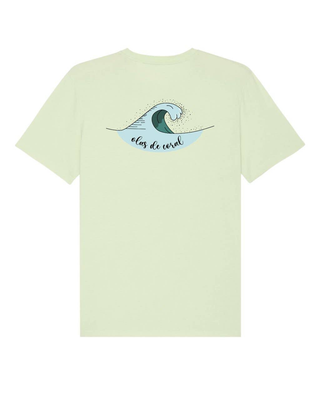 olas de coral - Wholesale Screen Printed T-Shirt - Unisex - Vamos Pal Agua Sustainable Surf T-shirt - Mint Green1
