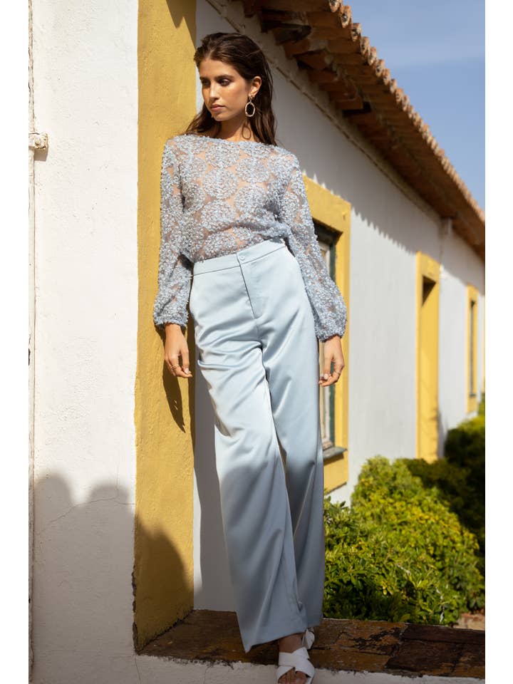 CHOKLATE PARIS - Wholesale Blouse - Women's - Textured rosette blouse (S/M-M/L) - CK08022