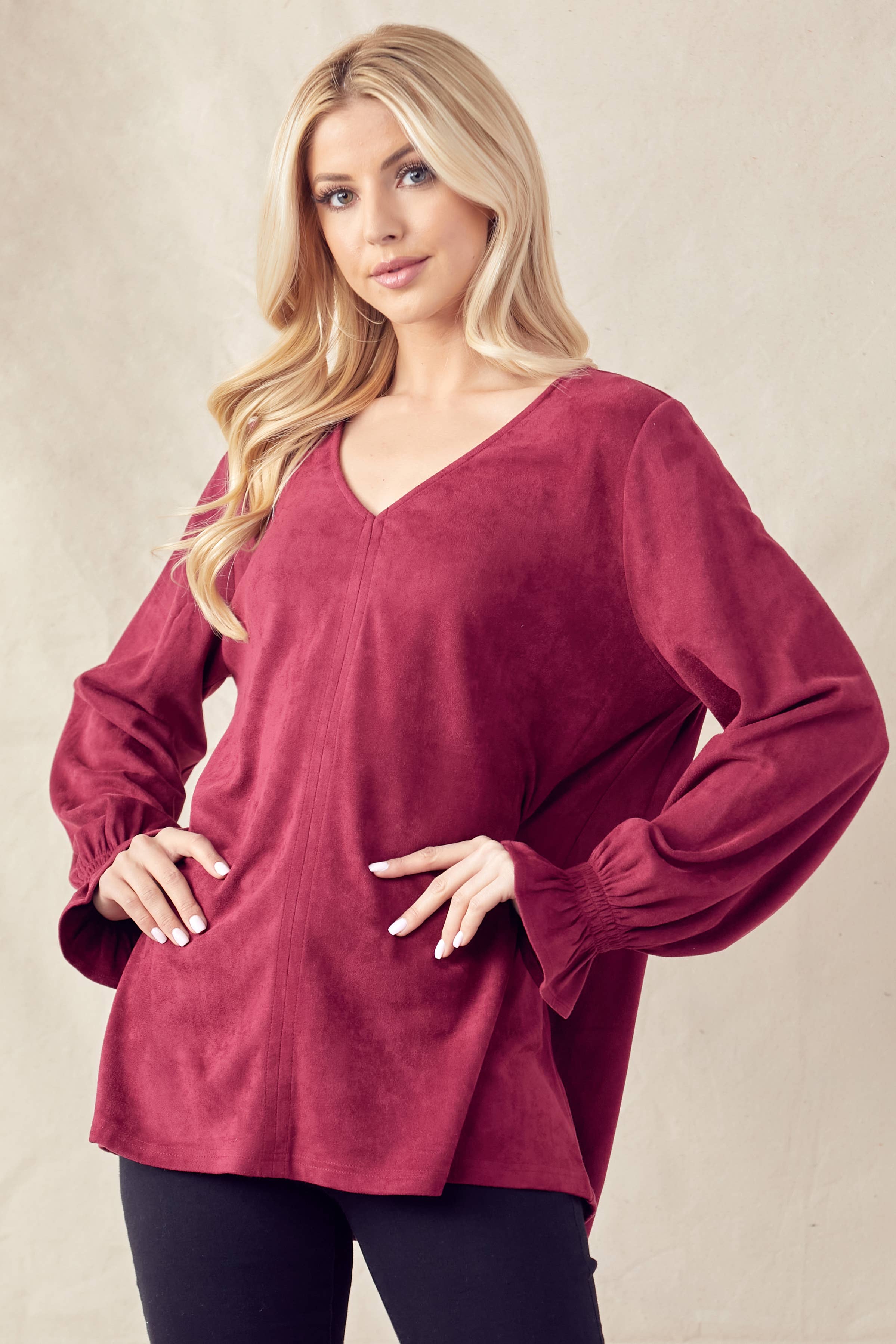 Joh Apparel - Wholesale Blouse - Women's - Abigail Stretch Suede Top36