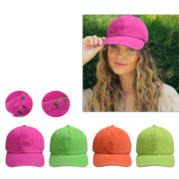 ACCITY - Wholesale Baseball Cap - Women's - Parent-Child Neon Baseball Cap - Soft Brim Sun Hat CWAH122220
