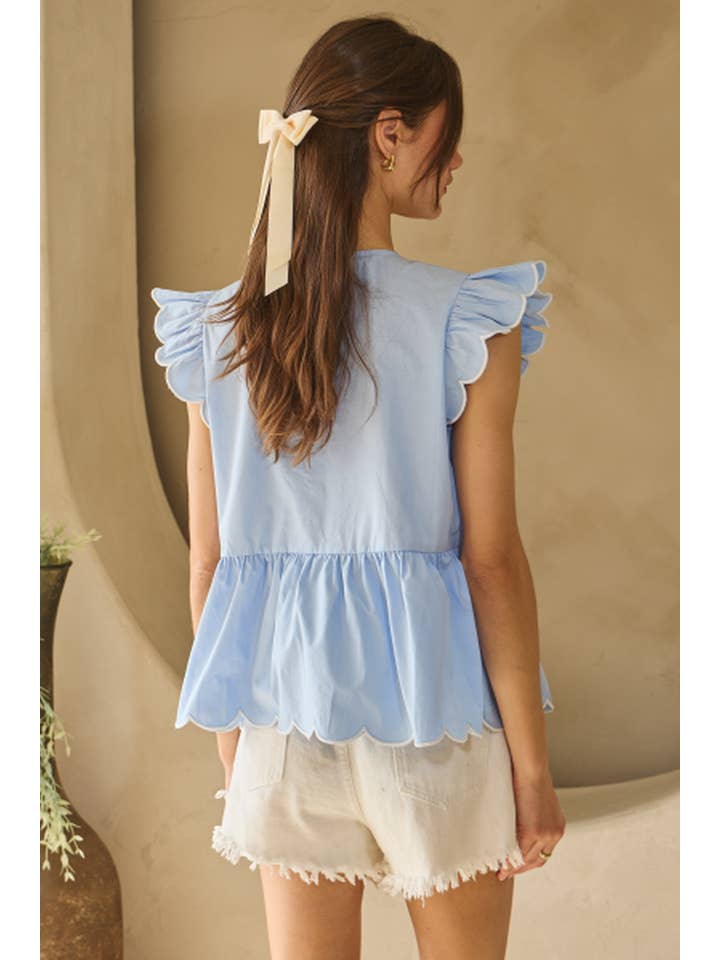 Oddi - Vendita all'ingrosso Camicetta - Donna - Top peplo in popeline solido con fiocco frontale17