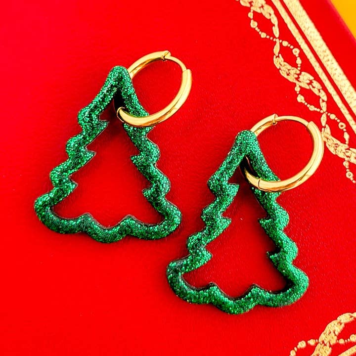 Midnight Narrative - Wholesale Huggie Earrings - Evergreen Whispers Hoops0