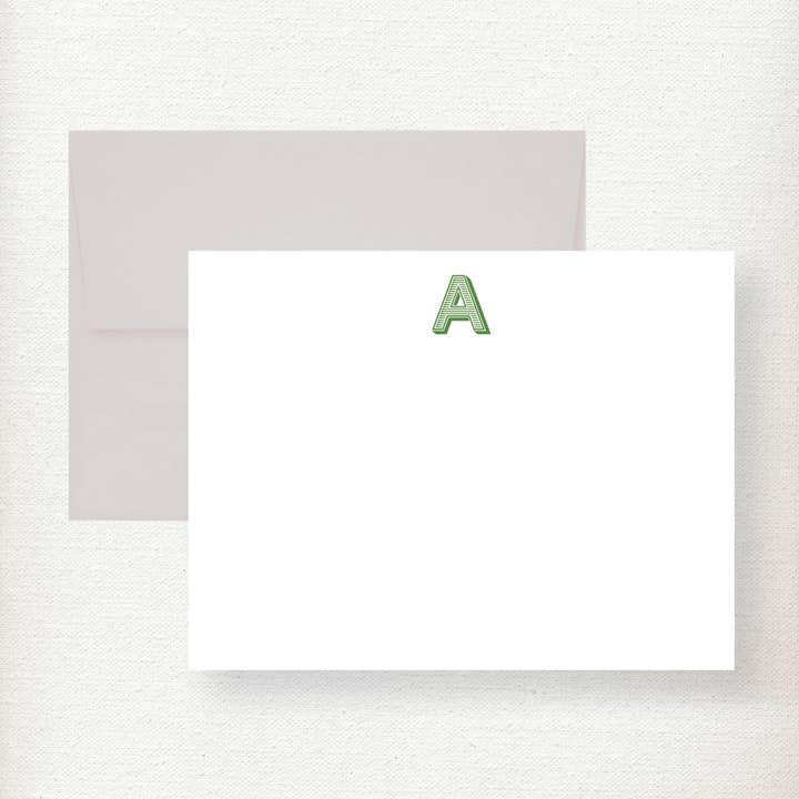 Kramer Drive - Wholesale Stationery/Notecard Set - Stripe Initial Note Card