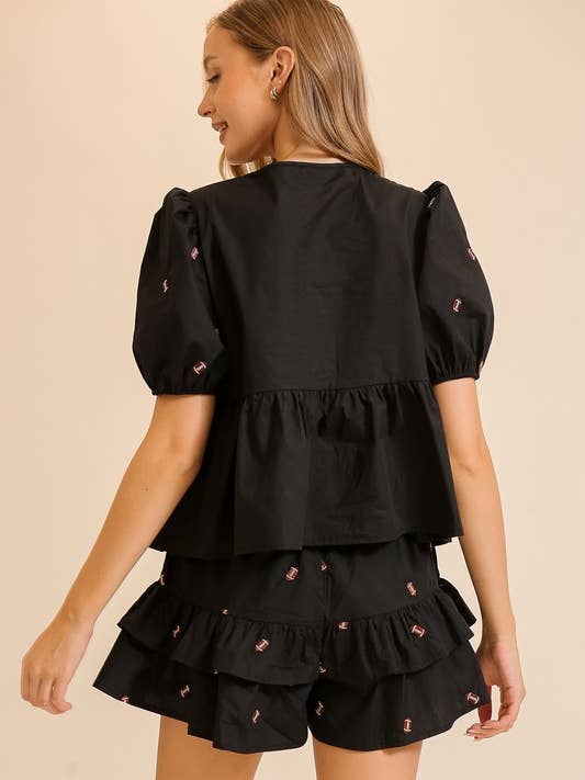 Twentyten - Wholesale Blouse - Women's - Short Sleeve Tie Top - MN30242