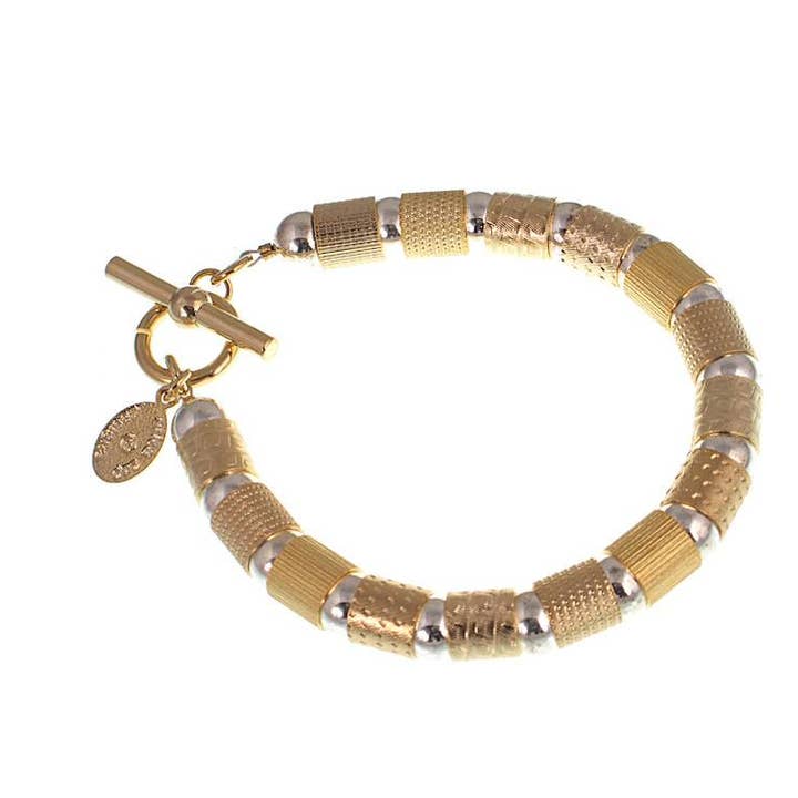 Bracelet texturé en forme de tube et de boule pour la vente par Erica Zap Designs