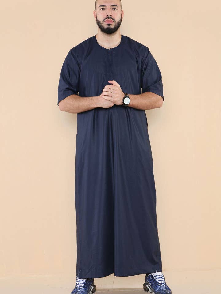 Infinity Leather (Upperclass Fashions Ltd) - Vente Peignoir – homme - Thobe pour homme islamique marocain et saoudien avec fermeture éclair – Robe kaftan arabe17