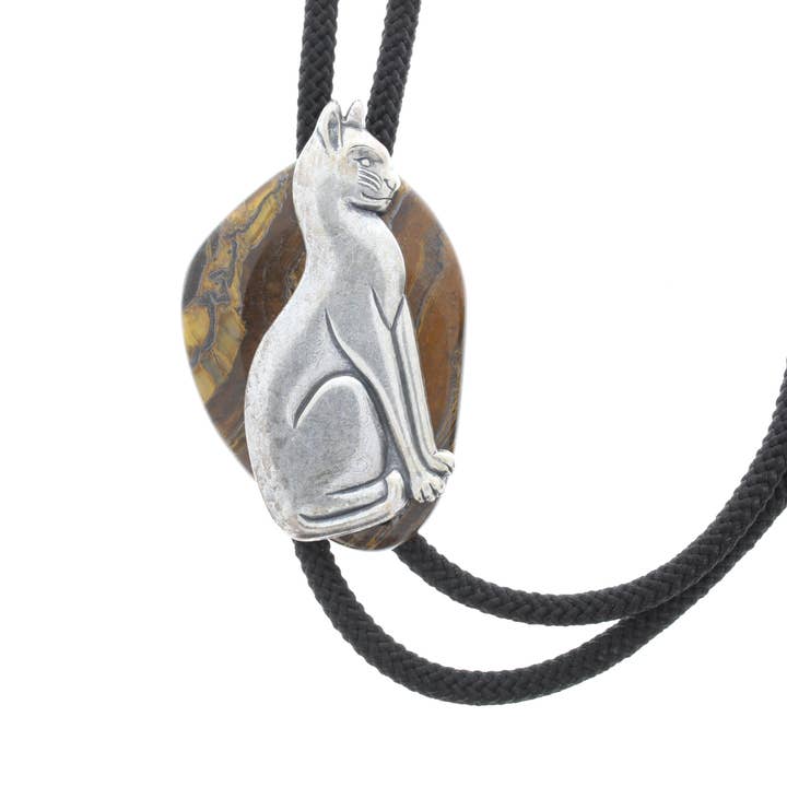 CatBolo Bolo tie , Black cord , Silver Tips for wholesale by HHH Designs