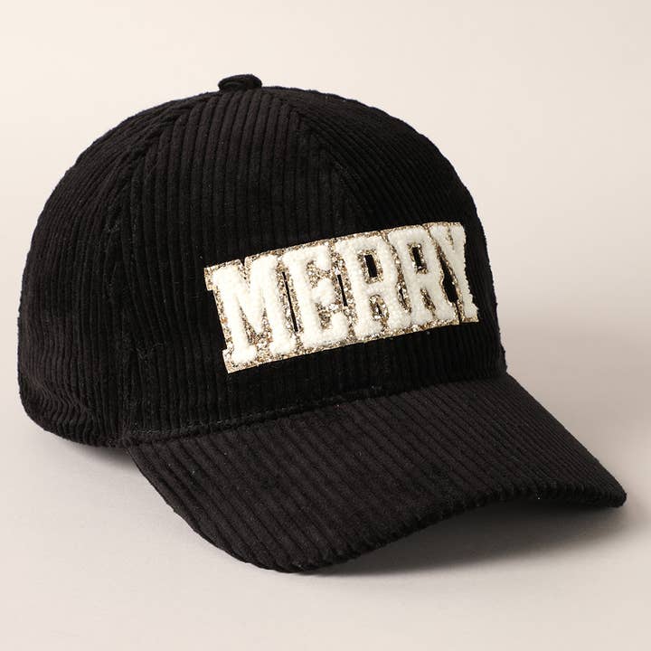 Fashion City - Wholesale Baseball Cap - Women's - MERRY Embroidery Patch Corduroy Cap