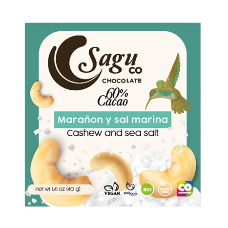 Dark Chocolate 60% Cacao With Cashew and Sea Salt for wholesale by SAGU CO CHOCOLATE