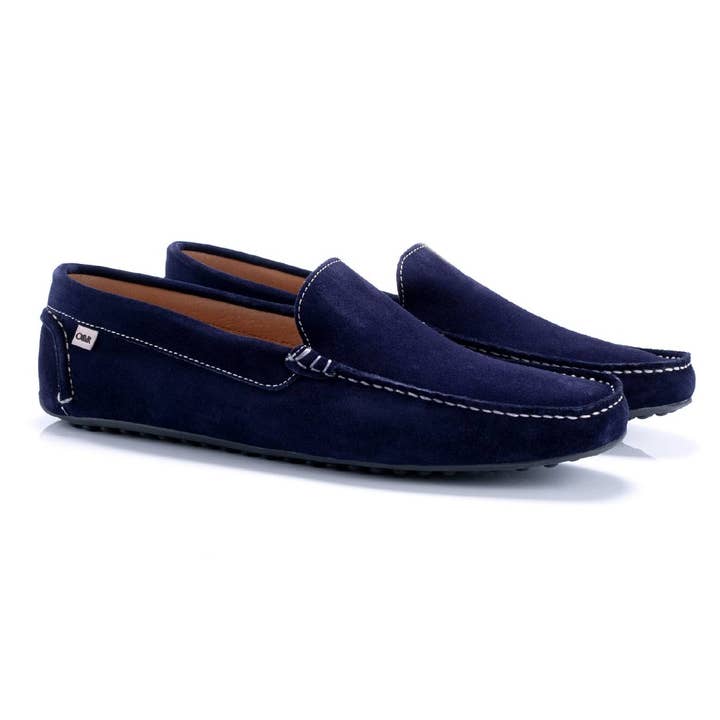 Mocassin en daim bleu SISOR-BLUE pour la vente par Ortiz & Reed