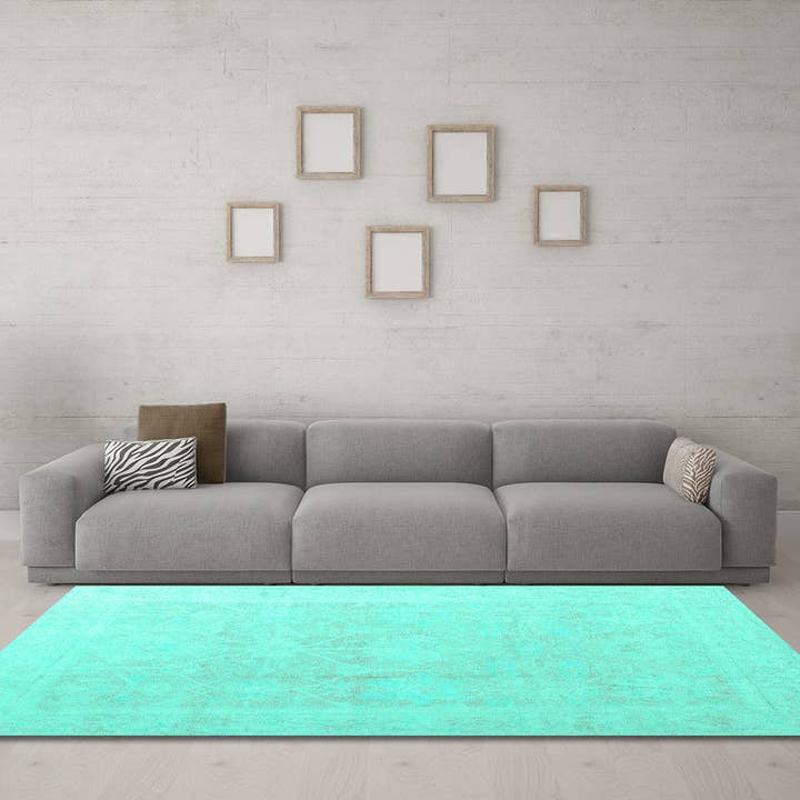 Machine Washable Abstract Turquoise Modern Area Rugs for wholesale by Ahgly
