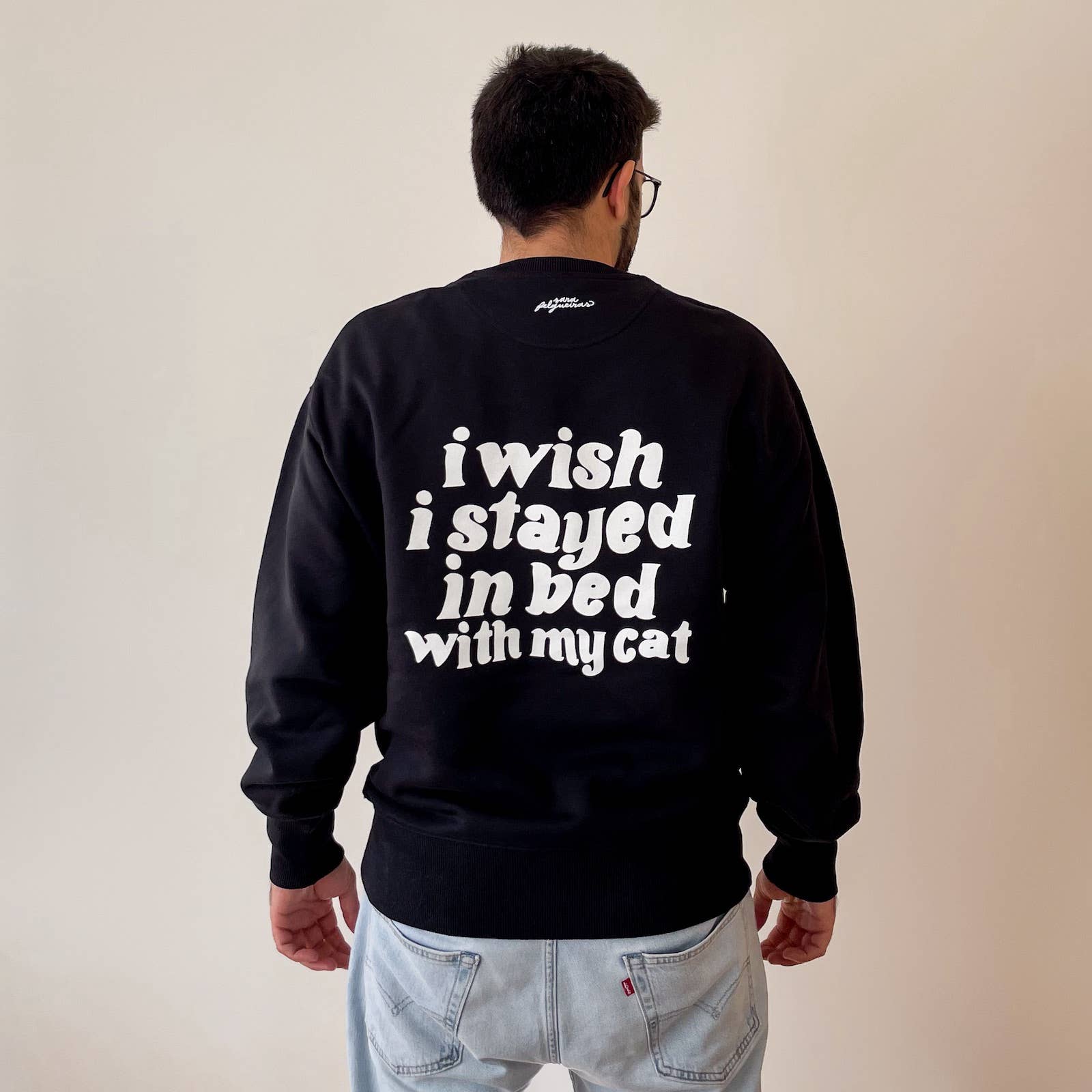 felgsara - Wholesale Sweatshirt - Unisex - Sweatshirt "I wish I stayed in bed with my cat" (Black)1