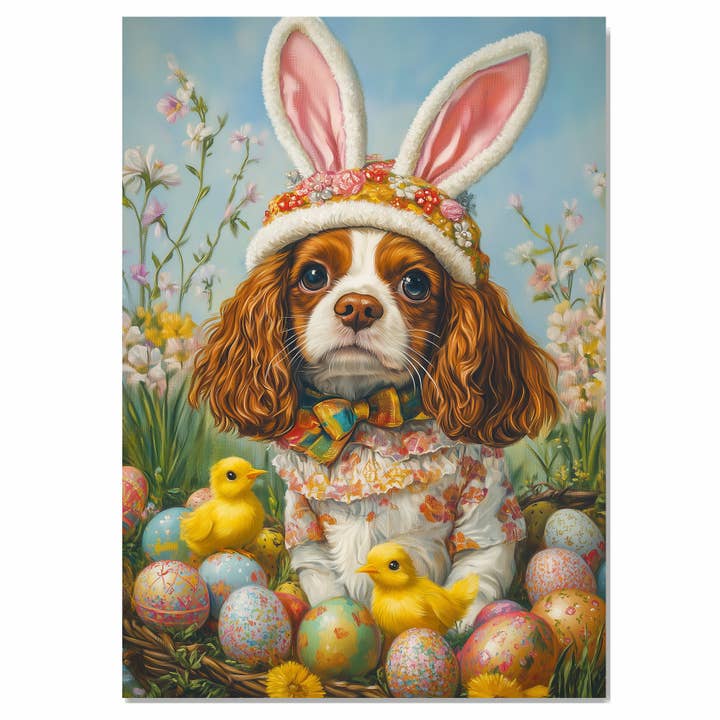 Cavalier King Charles Spaniel con Atuendo Festivo en Lienzo para venta al por mayor de Art Paradise Studios