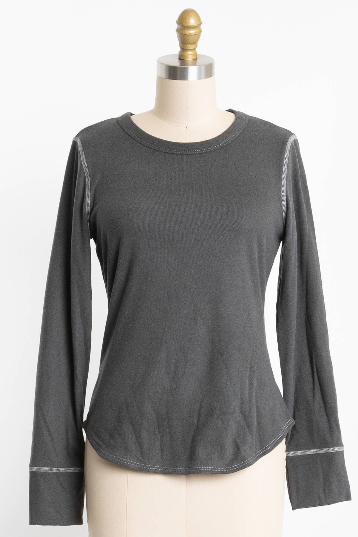 Final Touch - Wholesale Knit Top - Women's - Brushed Ribbed Fitted Long Sleeve Top - NT312800