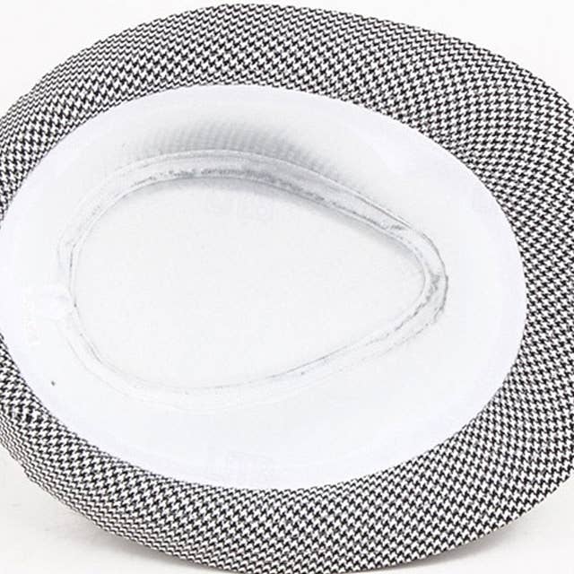 Ecovear - Wholesale Fedora - Men's - Men's Kentucky Derby Hat Sun Hat Wild Brim Hat Top Hat Black Yellow Polyester Fashion Casual Street Daily Houndstooth Breathable9