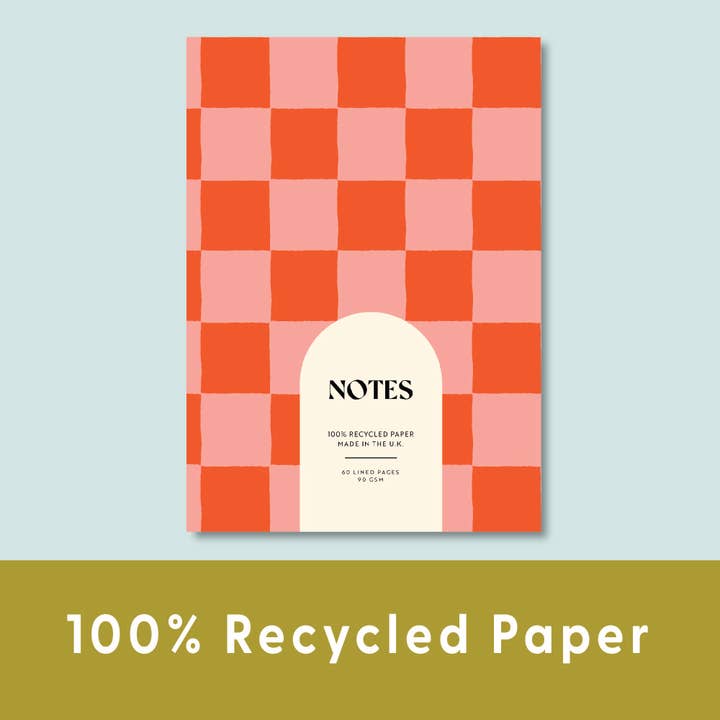 Good Tuesday (Once Upon a Tuesday) - Wholesale Notebook - A5 Lined Notebook | Peach & Cherry Check