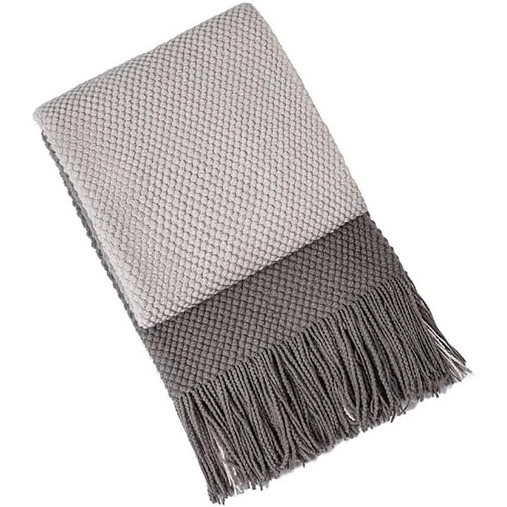 Fennco Styles - Wholesale Throw Blanket - Grey Ombre Gradient Textured Throw Blanket - 50"W x 60"L 2