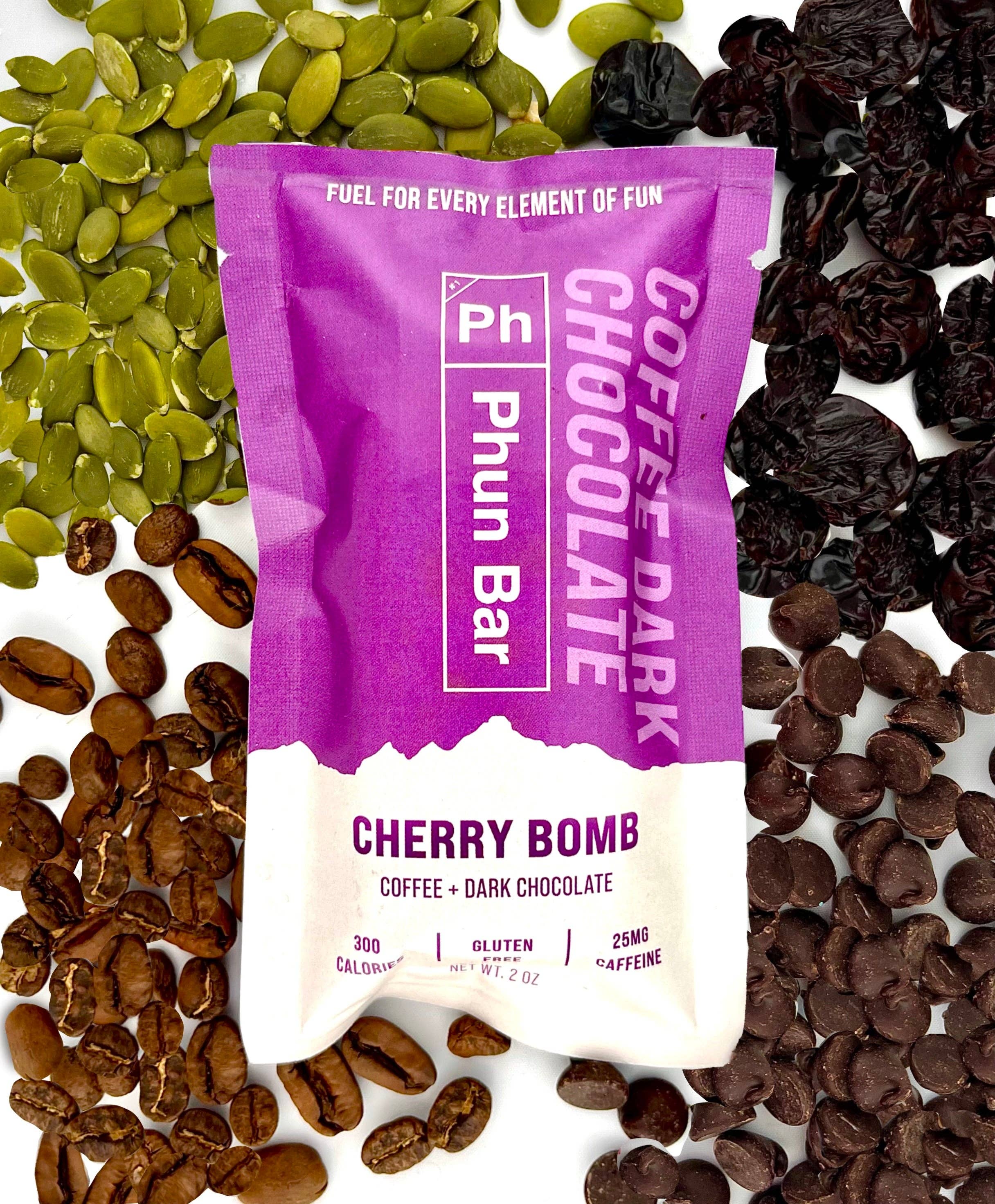 Phun Bar – wholesale Snack bar – Coffee+Dark Chocolate+Cherry "Cherry Bomb"