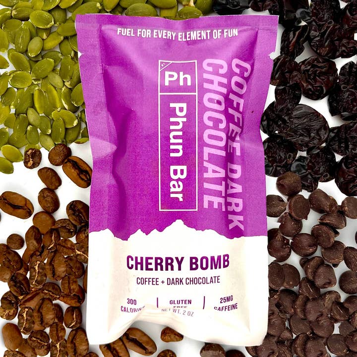 Phun Bar – wholesale Snack bar – Coffee+Dark Chocolate+Cherry "Cherry Bomb"0