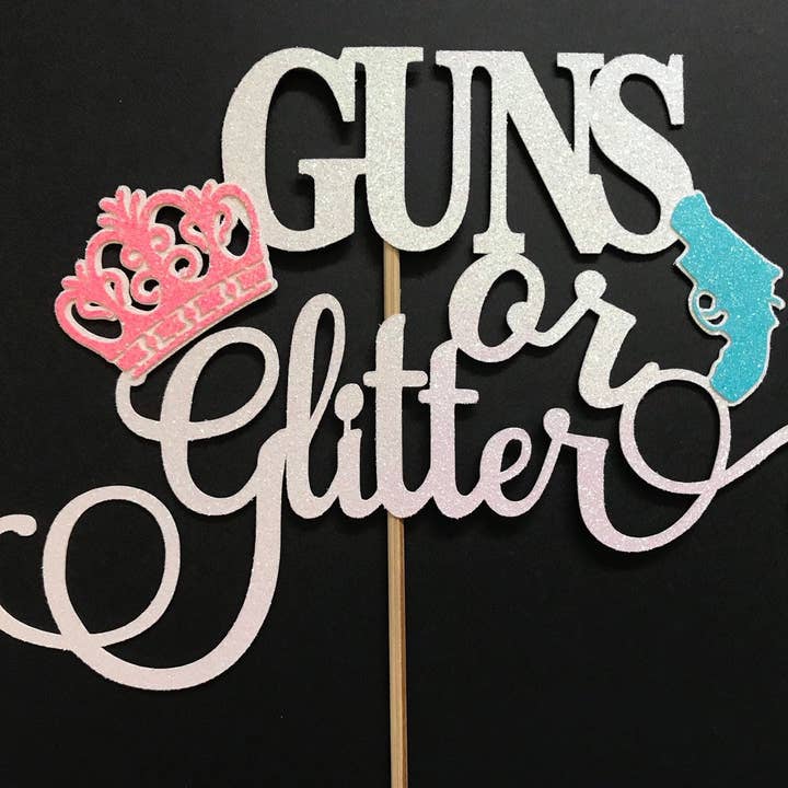 The Haus of Holly – wholesale Cake/cupcake topper – Guns or Glitter Cake Topper| Gender Reveal Cake Topper| Gender Reveal Cake Picks| Gender Reveal Party Decor| Reveal Ideas