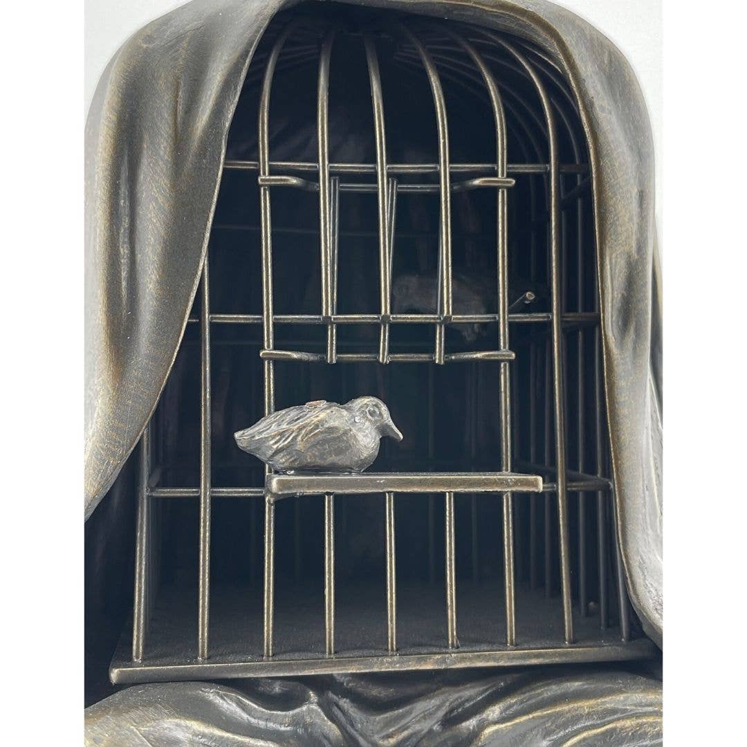 Museum Wholesale Inc - Wholesale Sculpture - Magritte Healer (le Therapeute) Man with Birdcage Body Seated on Rock Surrealism Statue 7.75H4