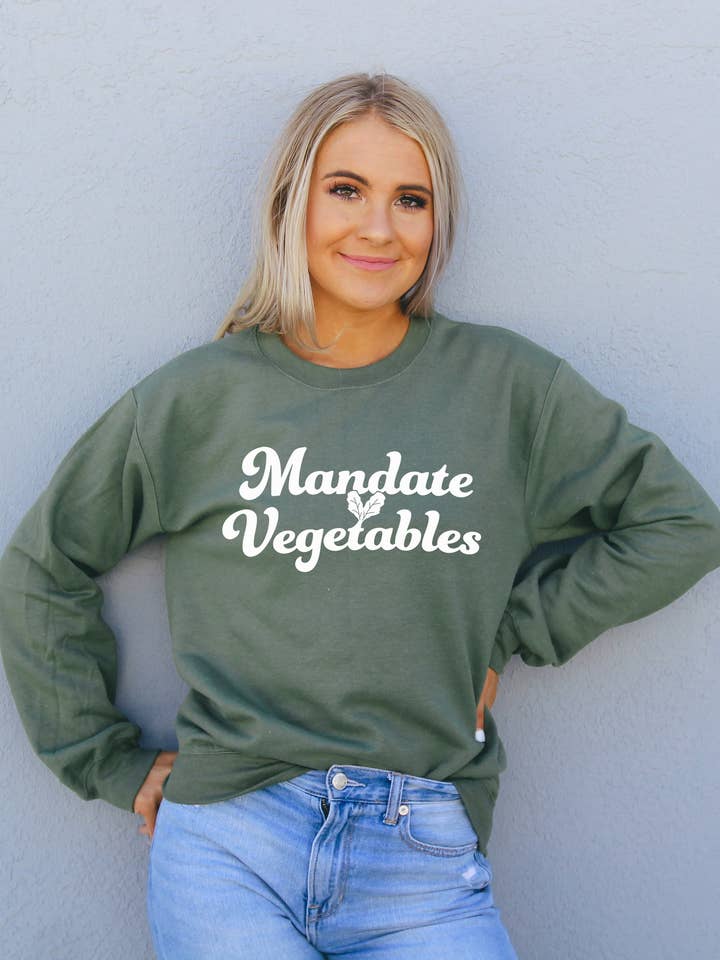 Mandate Vegetables Sweatshirt for wholesale by Mama Rising Collective