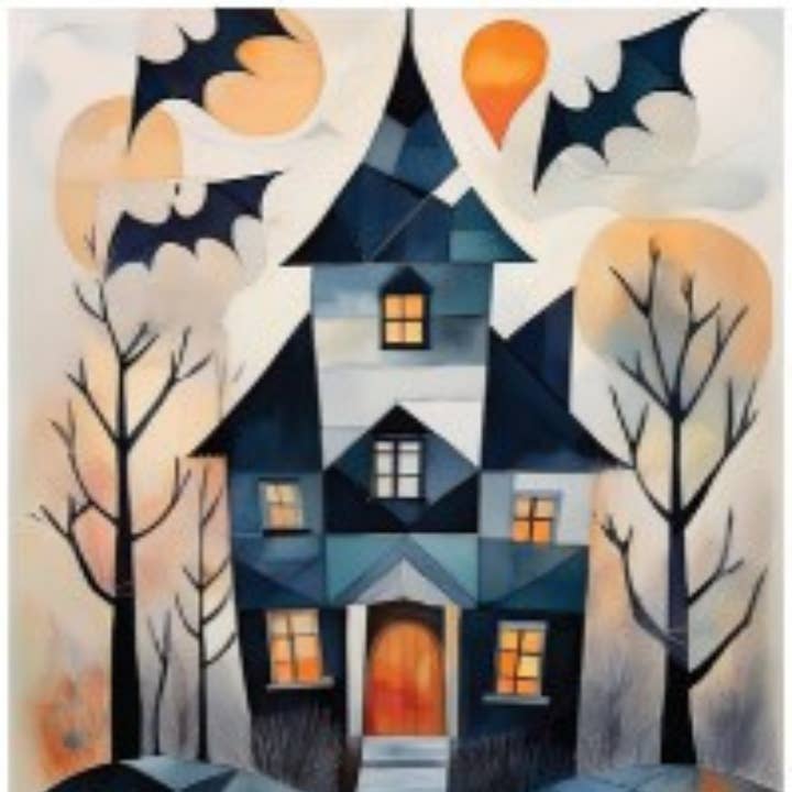 Halloween Houses Collection 6-Card Box Set for wholesale by Quiltberry Farm