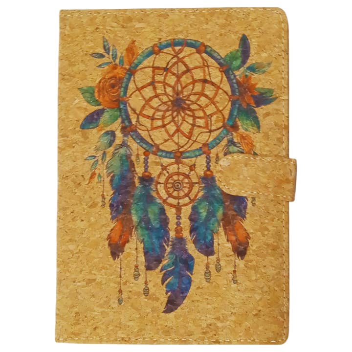 BJB-001 Dreamcatcher Printed Cork cover Journal & Pencil Bag for wholesale by Kala Imports LLC