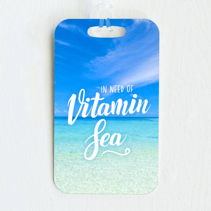 I Need Vitamin Sea Metal Luggage Tag for wholesale by Wayfaring Prints