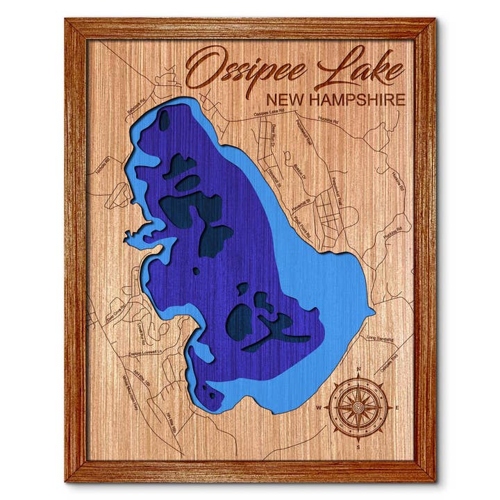 Ossipee Lake Depth Map - Customizable Wall Art for wholesale by Premier Gifts and More
