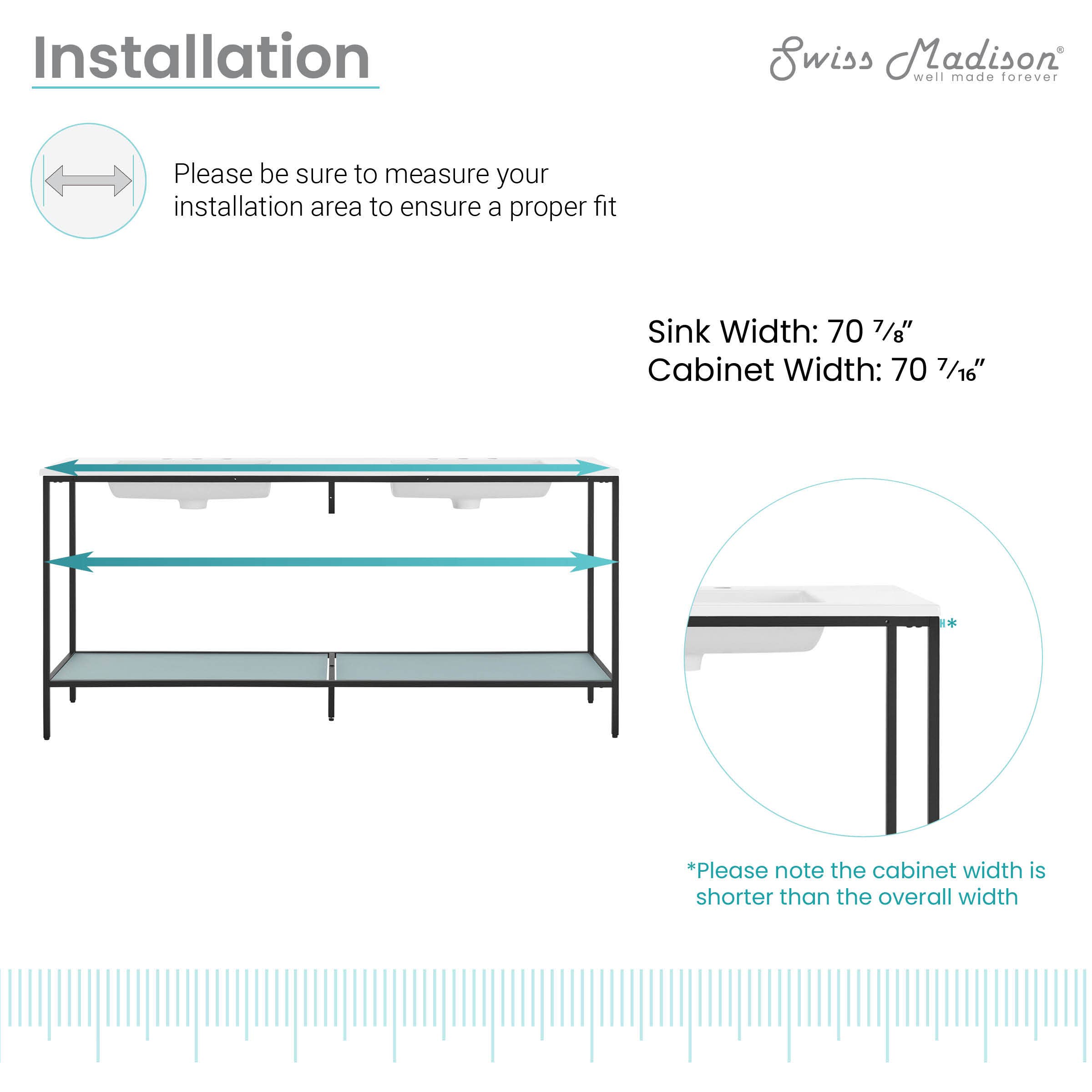 Swiss Madison - Wholesale Bathroom Side Table - Pierre Double Freestanding Open Shelf Metal Bathroom Vanity7