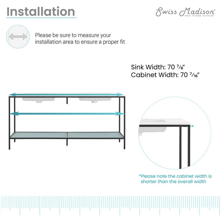 Swiss Madison - Wholesale Bathroom Side Table - Pierre Double Freestanding Open Shelf Metal Bathroom Vanity7